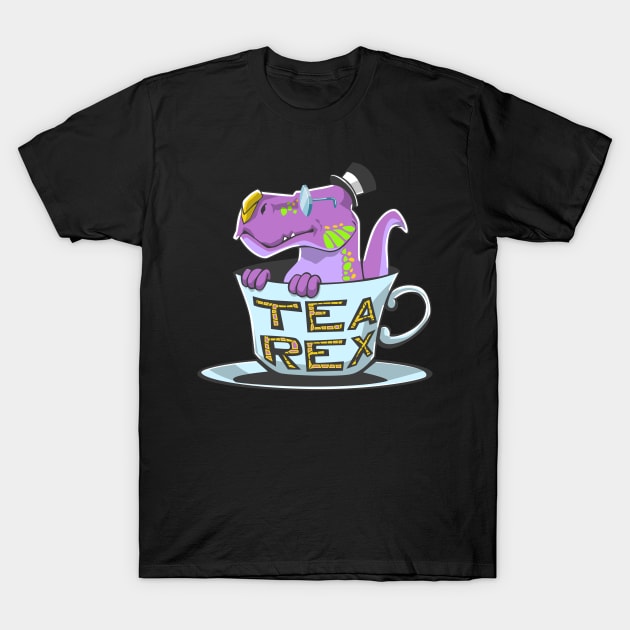 Tea Rex Funny Dinosaur T Rex Cup Of Tea T-Shirt by ScottsRed